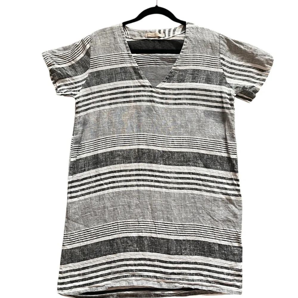 Stella Martini 100% Linen Striped V-Neck Dress/Swimsuit‎ Coverup Size Small